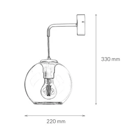 Wandleuchte Rauchglas Kugelschirm E27 Pendelarm Schwarz