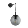 Wandleuchte Rauchglas Metall H: 45 cm B: 18 cm E27 Kugel