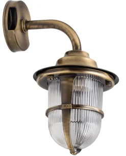Wandleuchte SANTORIN Messing Riffelglas IP64 Maritim
