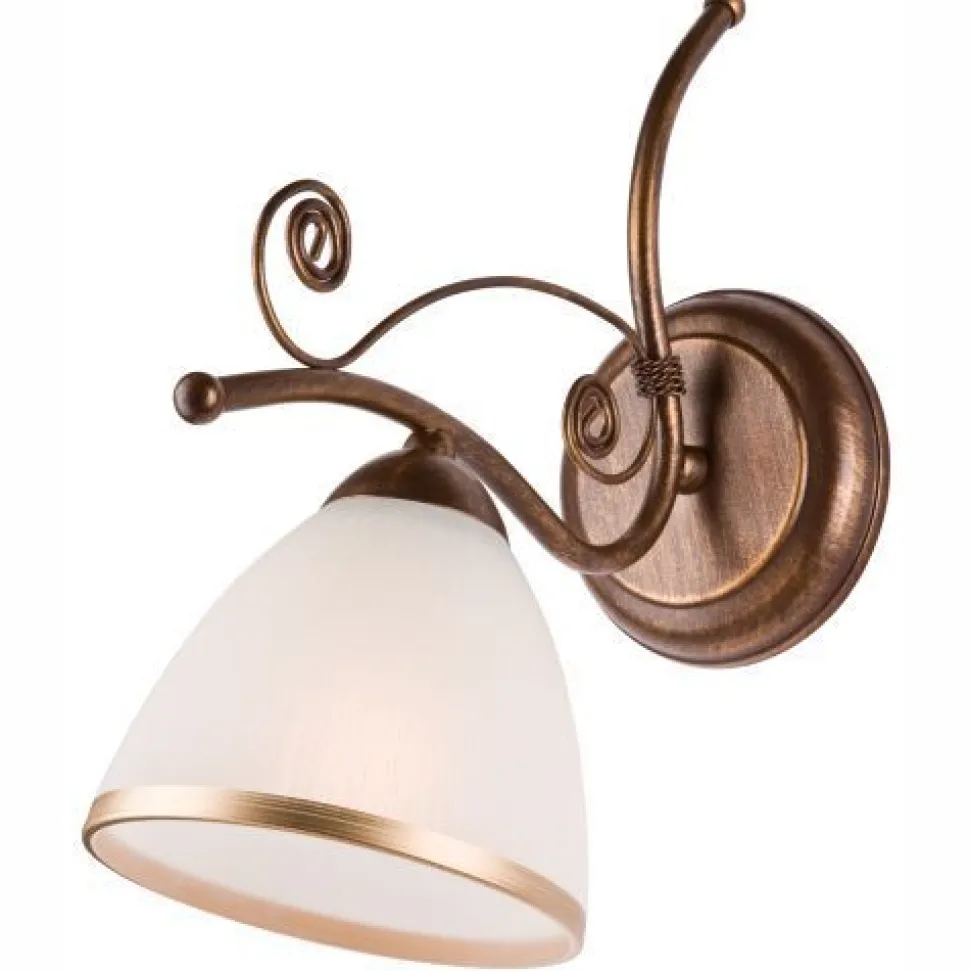 Wandleuchte Schirm Shabby Braun antik Metall