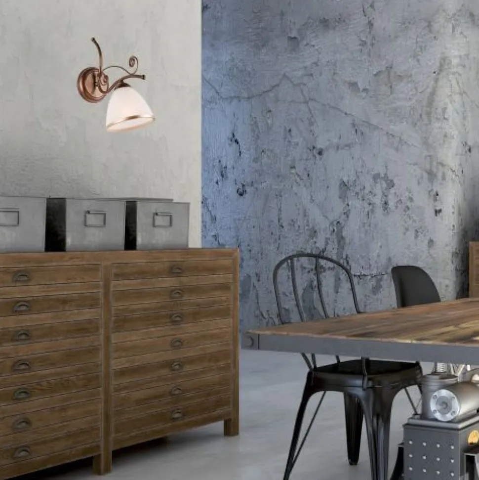 Wandleuchte Schirm Shabby Braun antik Metall