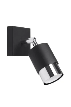 Wandleuchte Schwarz Chrom klein Metall GU10 zum Lesen