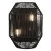 Wandleuchte Schwarz 2-flammig E27 Seil Schirm H: 30,5 cm