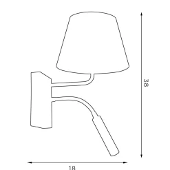Wandleuchte Schwarz Gold Stoff konisch Lesearm E27 G9