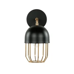 Wandleuchte Schwarz Gold E14 Metall Loft Design QUINN