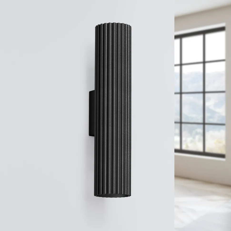 Wandleuchte Schwarz H: 30 cm GU10 2-flammig Aluminium Up Down