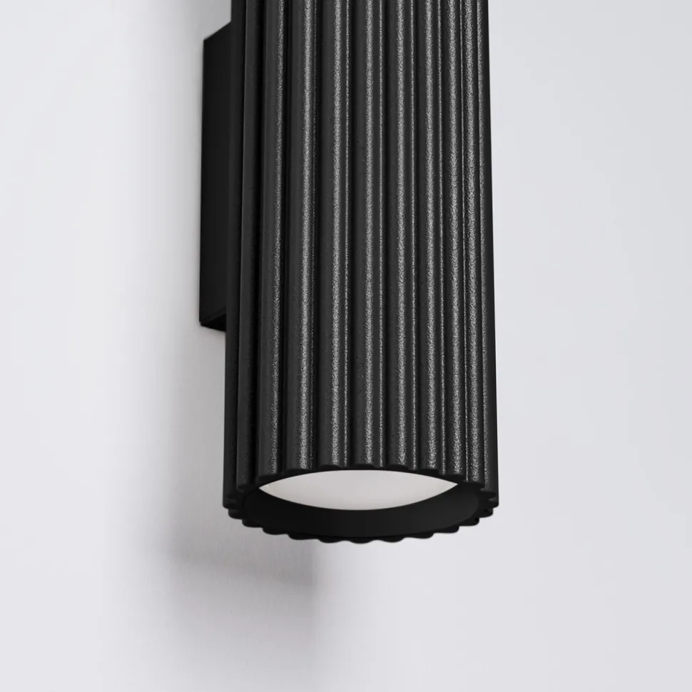 Wandleuchte Schwarz H: 30 cm GU10 2-flammig Aluminium Up Down