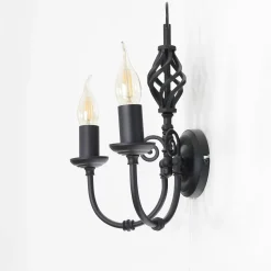 Wandleuchte schwarz Jugendstil 2-flmg.