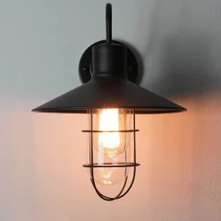 Wandleuchte Schwarz Metall E27 innen Vintage