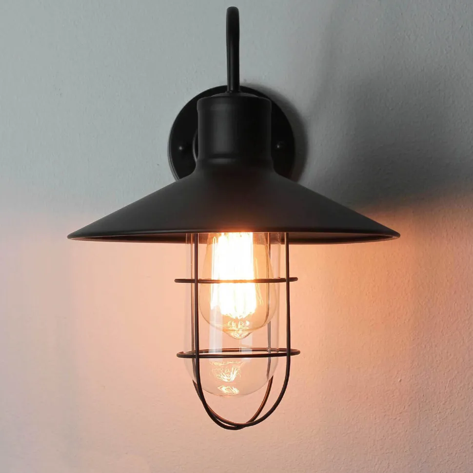 Wandleuchte Schwarz Metall E27 innen Vintage