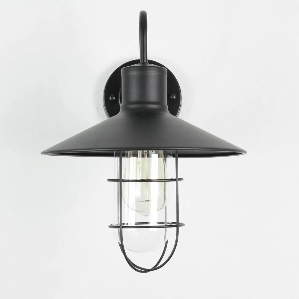 Wandleuchte Schwarz Metall E27 innen Vintage