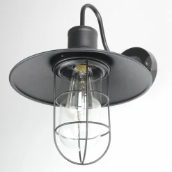 Wandleuchte Schwarz Metall E27 innen Vintage