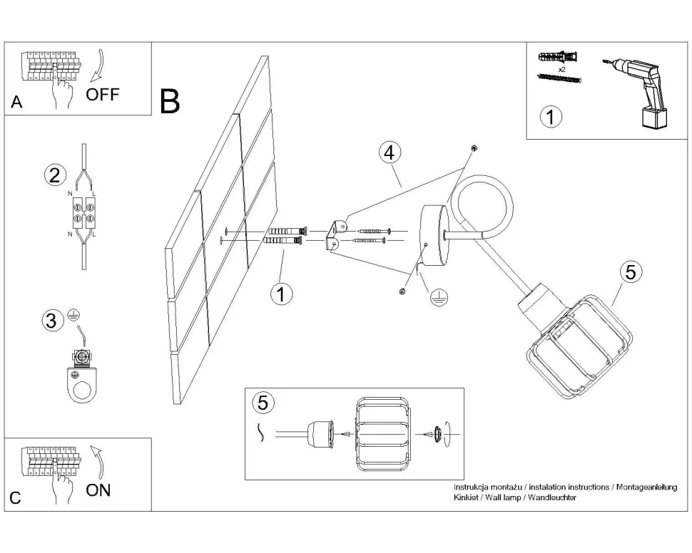 Wandleuchte Schwarz Metall Retro E14 Käfigschirm TISTA