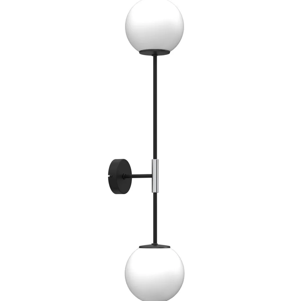 Wandleuchte Schwarz Weiß Chrom E27 H:80 cm 2-flammig