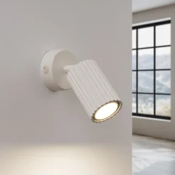 Wandleuchte schwenkbar GU10 B: 8 cm klein in Creme Modern