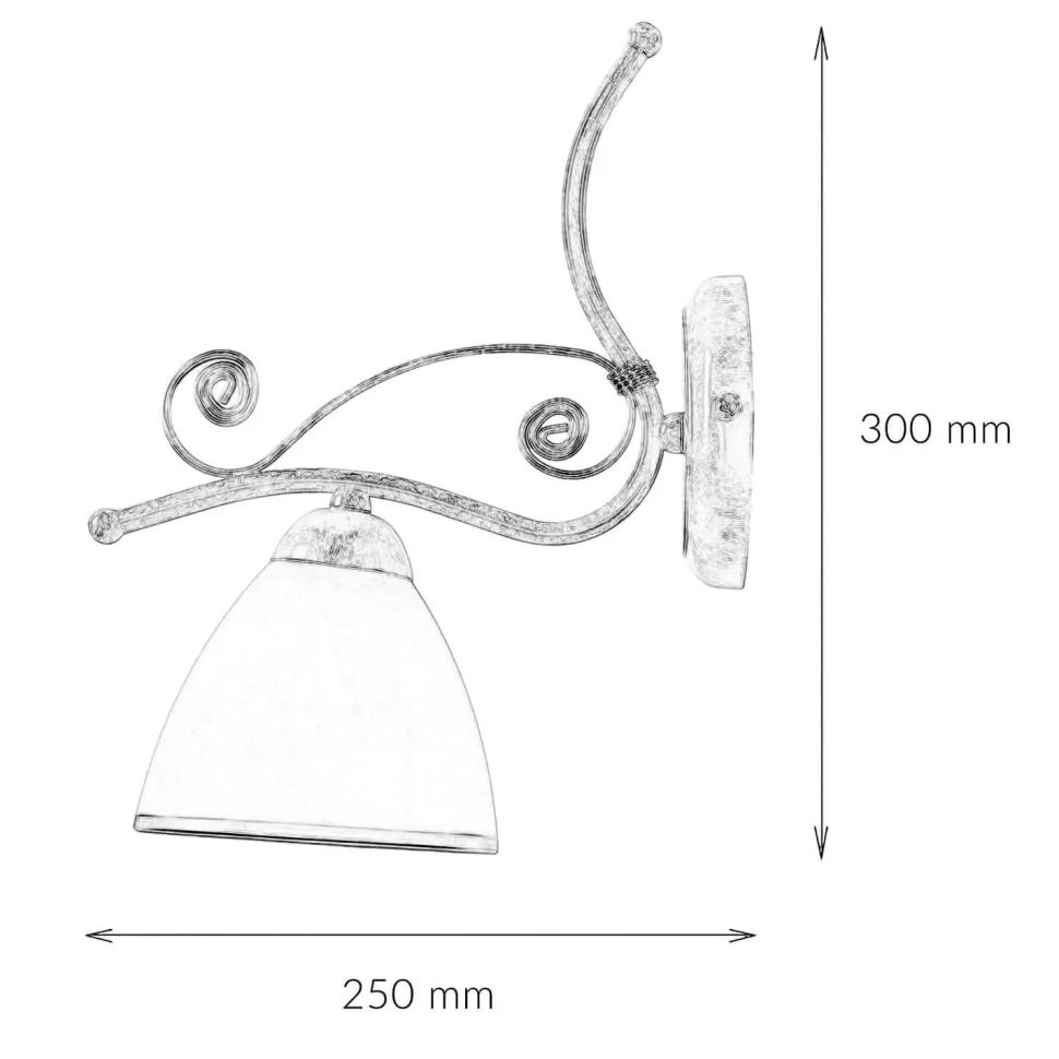 Wandleuchte Shabby Jugendstil Metall Lampe Glas