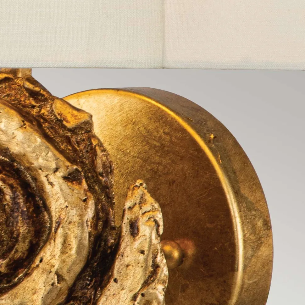 Wandleuchte Stoff 31,8 cm hoch in Blattgold Weiß