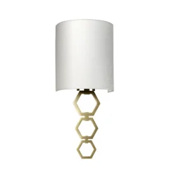 Wandleuchte Stoff Metall in Creme Messing Modern E27