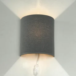 Wandleuchte Up Down Grau E27 indirekt Stoffschirm