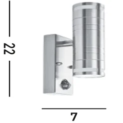 Wandleuchte Up Down IP44 Außen Bewegungsmelder Stahl