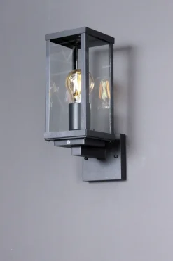 Wandleuchte Vintage Aluminium Schwarz H:32 cm IP44 E27