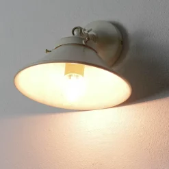 Wandleuchte Weiß Gold Shabby Chic aus Messing