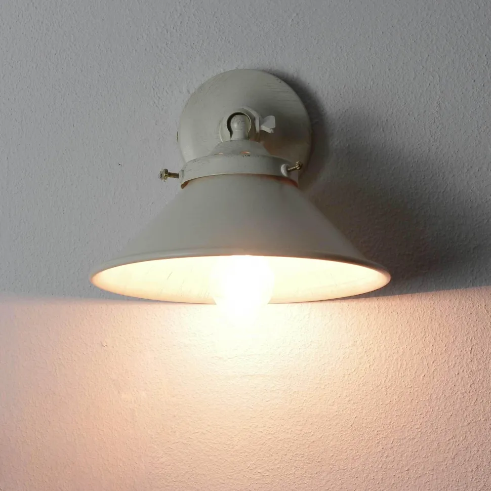 Wandleuchte Weiß Gold Shabby Chic aus Messing