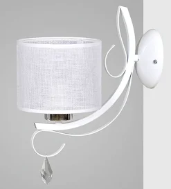 Wandleuchte Weiß Kristall Metall Stoff Schirm E27