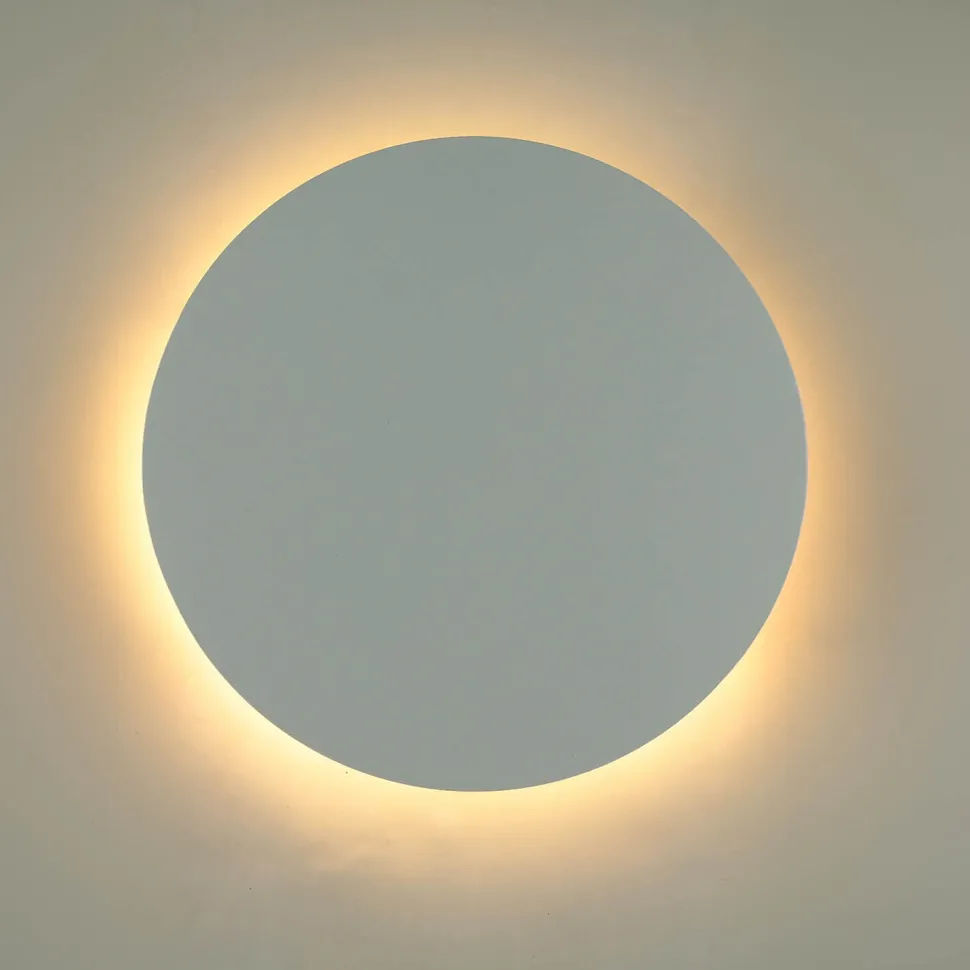 Wandleuchte Weiß Metall Ø 40 cm rund flach Modern
