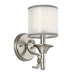 Wandleuchte Weiß Zinn antik Glas Leinen Metall Modern