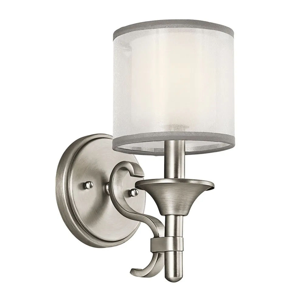 Wandleuchte Weiß Zinn antik Glas Leinen Metall Modern