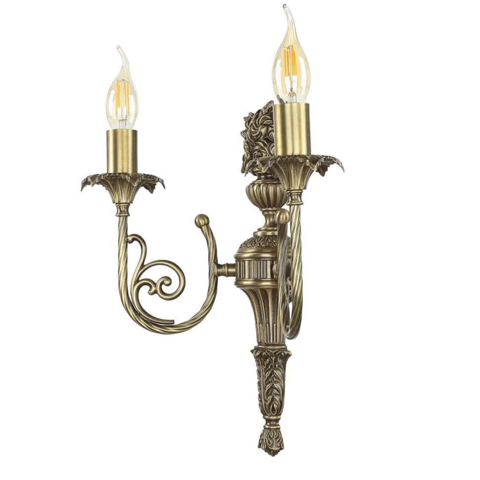 Wandleuchter 2-flmg Weiß aus Echt-Messing