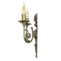 Wandleuchter 2-flmg Weiß aus Echt-Messing