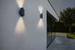 Wandspot Anthrazit Up Down H:20 cm IP44 GU10 flexibel