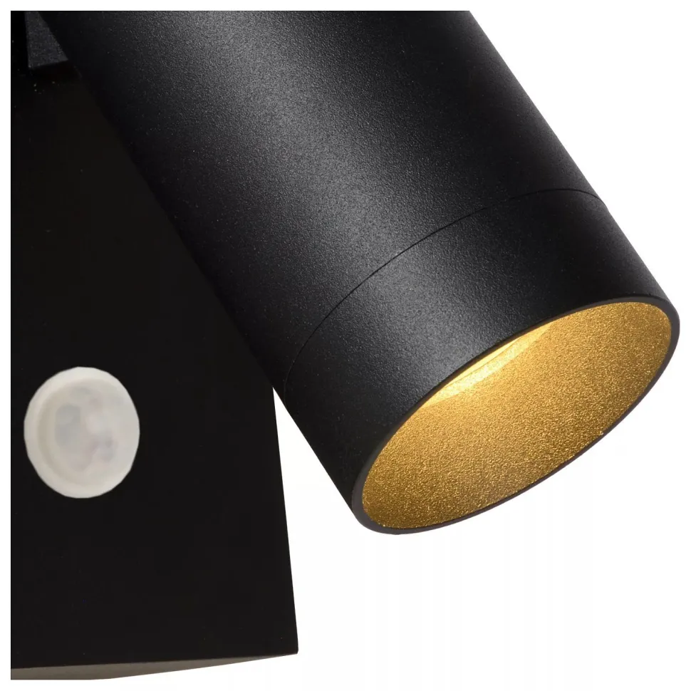 Wandspot Bewegungsmelder flexibel Schwarz GU10 H:15 cm