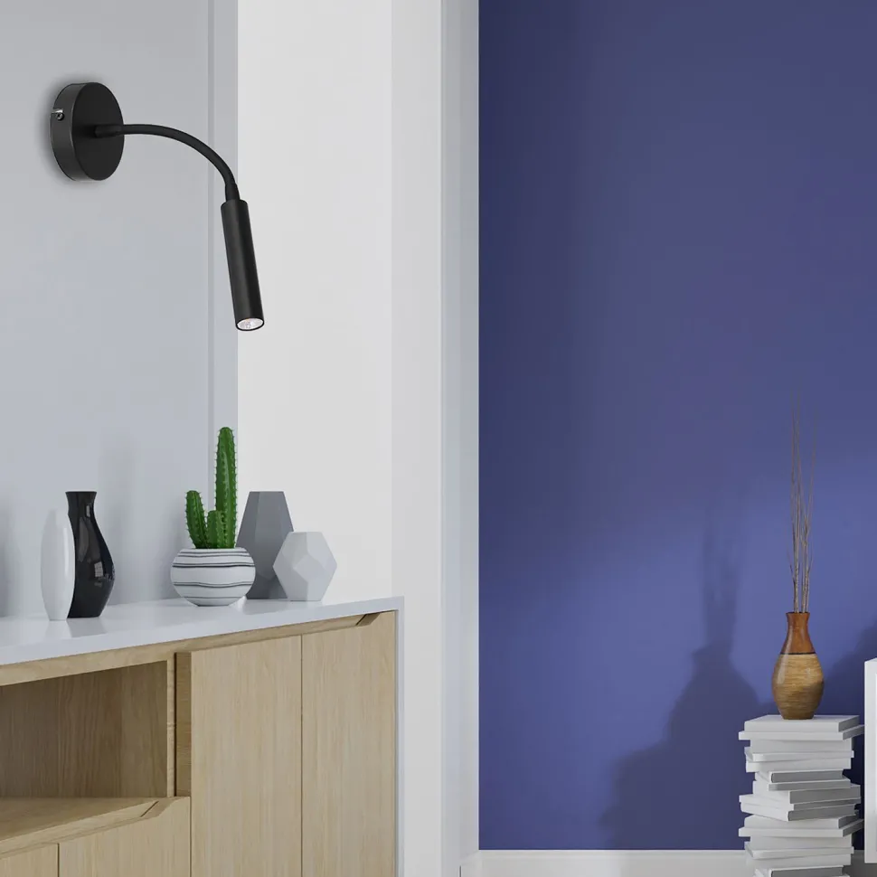 Wandspot Metall G9 akzentuiert T:35 cm Flexarm Schwarz