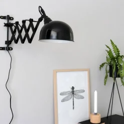 Wandspot Metall Schwarz T:56 cm mit Stecker flexibel