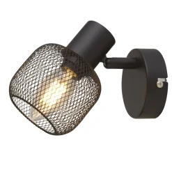 Wandspot Schwarz E14 Ø 9 cm Metall verstellbar Retro