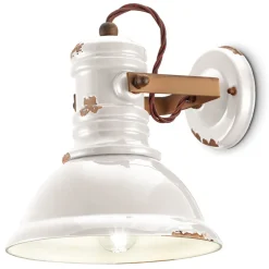 Wandspot Weiß Shabby B: 25 cm Keramik Metall Handarbeit E27