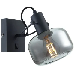 Wandstrahler blendarm Schwarz Rauchgrau E27 H:16 cm