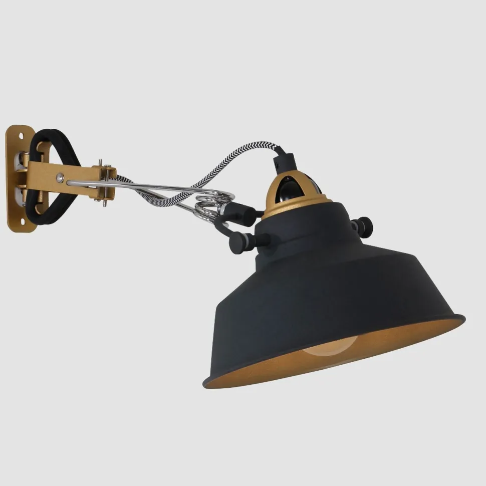 Wandstrahler mit Stecker Metall T:36 cm E27 beweglich