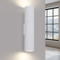 Wandstrahler Weiß klein H: 30 cm klein GU10 2-flammig Modern