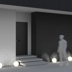 Wegeleuchte E27 IP54 29 cm hoch mit Erdspieß Grau Weiß