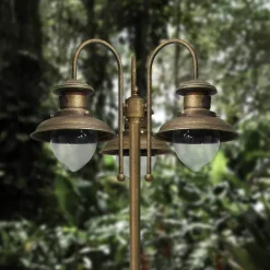 Wegeleuchte 3-flammig IP44 E27 210 cm Messing Glas