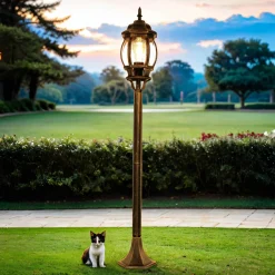 Wegeleuchte Garten E27 111 cm in Schwarz Kupfer Rustikal