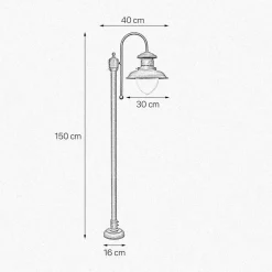 Wegeleuchte in Bronze Antik matt IP44 E27 150 cm Messing