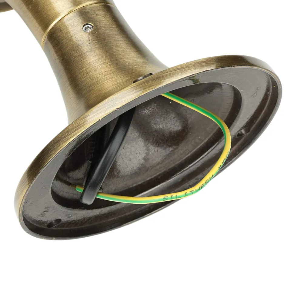 Wegeleuchte klein 25 cm IP64 E27 Echt-Messing Glas