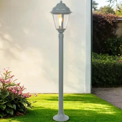 Wegeleuchte Messing in Grau 100 cm E27 Rustikal E27