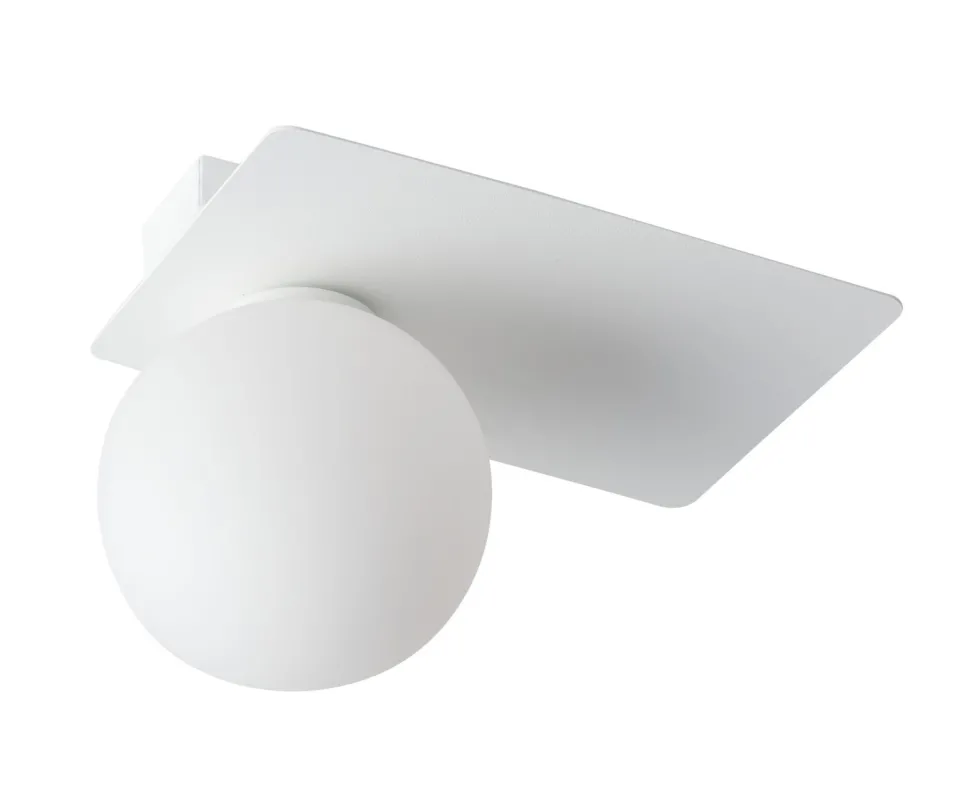 Weiße Deckenlampe Glas Metall eckig L:25 cm G9 klein