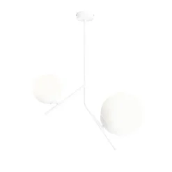 Weiße Deckenleuchte Glas Metall L:50 cm Kugeln wohnlich